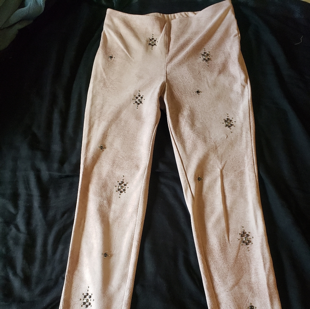 Free People Blush color stretch leggings.